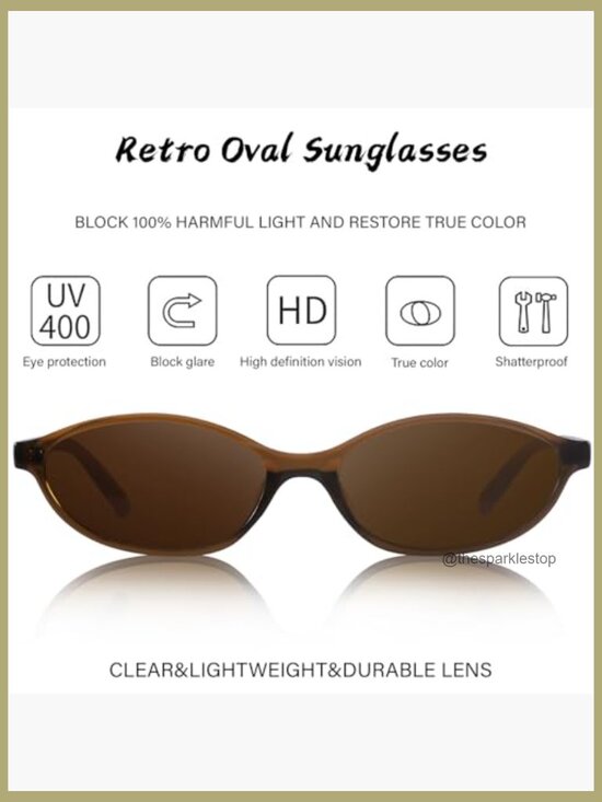 Retro Oval Cat Eye Sunglasses UV Protection Plastic Frame main image 3